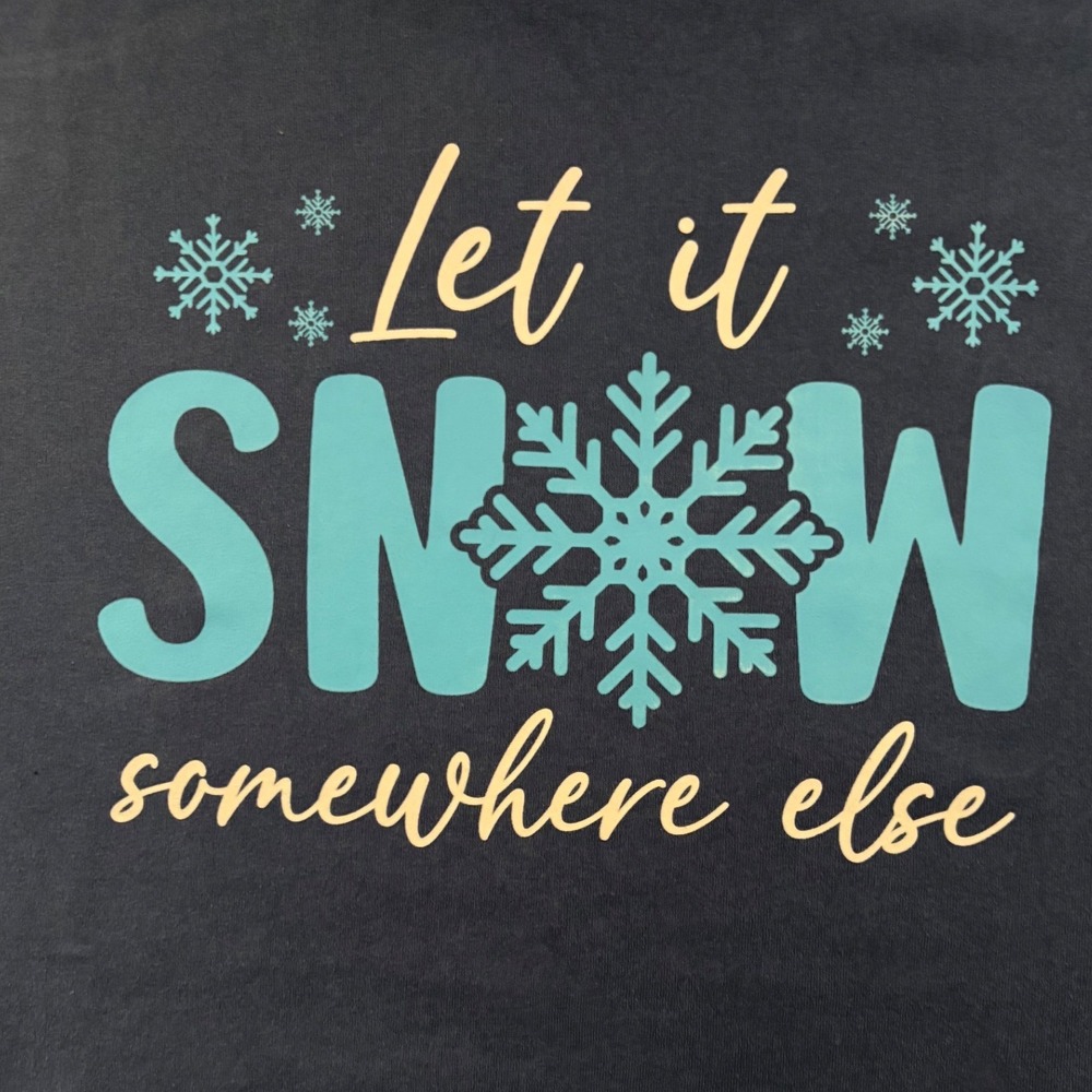 Team Network Graphic T-Shirt Women Large Blue Let It Snow Funny New w/out tag